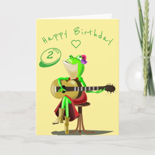 Baby Birthday Card mit Guitar Player Frog Karte (Vorderseite)