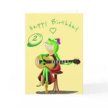 Baby Birthday Card mit Guitar Player Frog
