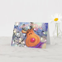 Baby Birthday Card mit Happy Christmas Rentier