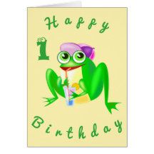 Baby Birthday Card Party Frog - Spaß