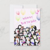 Baby Birthday Card Pinguine Party - Ihr Textname Karte (Vorderseite)