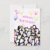 Baby Birthday Card Pinguine Party - Ihr Textname Karte (Rückseite)