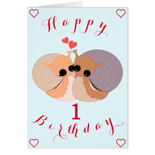 Baby Birthday Card Snail Family - Umarmung (Vorne)