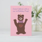 Baby Birthday Einladung, Bär Einladung (Stehend Vorderseite)
