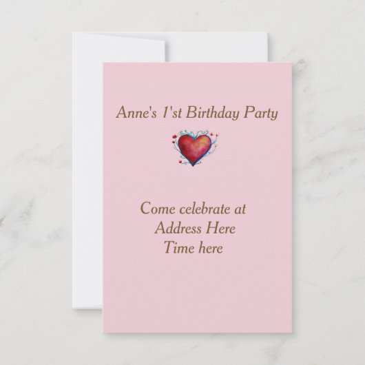 Baby Birthday Einladung, Bär Einladung (Rückseite)