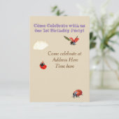 Baby Birthday Einladung mit Dame Bugs (Stehend Vorderseite)