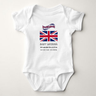 Baby Birthday & Flag of the World England Baby Bod Baby Strampler