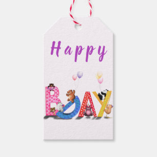 Baby Birthday Geschenke Tags mit Happy Bears Party Geschenkanhänger