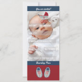 Baby Birthday Nautic Boarding Pass Ticket Foto Einladung (Rückseite)