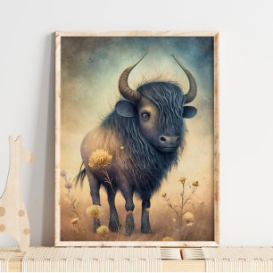 Baby Bison Afrikanisches Tier   Bison-Wandbild Poster