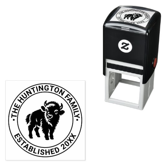 Baby Bison Stehend Familienname Datum estd Permastempel (Beispiel)