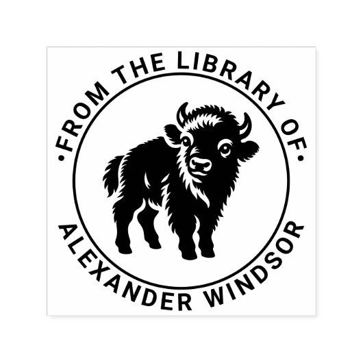 Baby Bison Stehend Library Book Name Nr. 2 Permastempel (Design)