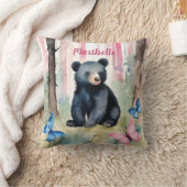 Baby Black Bear Girls Personalisiert Kissen (Decke)