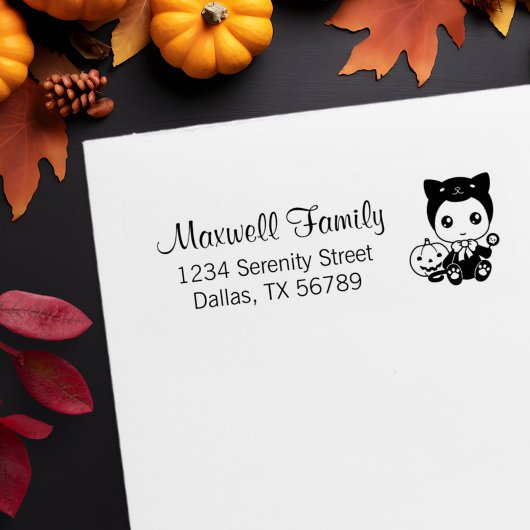 Baby Black Cat Pumpkin Familienadresse Gummistempel