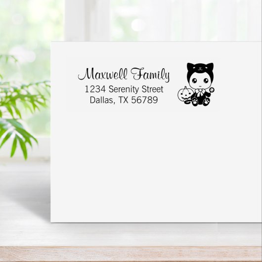 Baby Black Cat Pumpkin Familienadresse Gummistempel