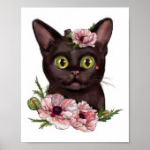 Baby Black Cat Rose Animal Poster | Wall Print (Vorne)