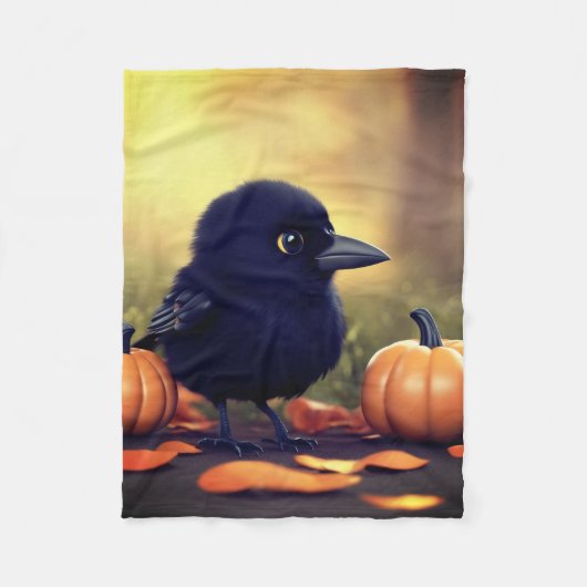 Baby black crow and pumpkins  fleecedecke (Vorderseite)
