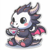 Baby Black Dragon trinkt Tee oder Kaffee Aufkleber (Vorderseite)