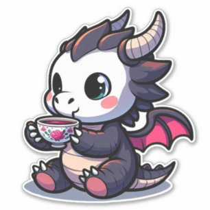 Baby Black Dragon trinkt Tee oder Kaffee Aufkleber
