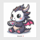 Baby Black Dragon trinkt Tee oder Kaffee Aufkleber (Blatt)