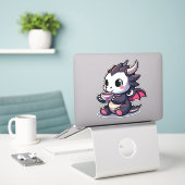 Baby Black Dragon trinkt Tee oder Kaffee Aufkleber (Laptop auf Schreibtisch)