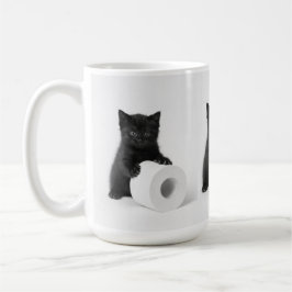 Baby Black Kitten Guarding Toilet Paper Roll On Kaffeetasse