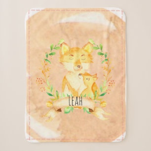Baby Blanket Fox Floral Sherpa Sherpadecke