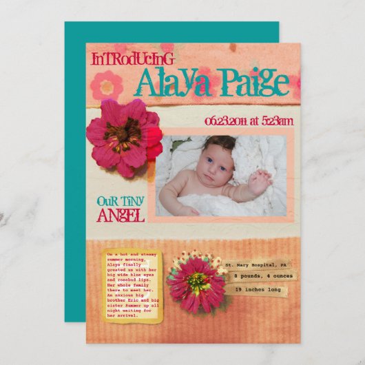 Baby Blanket Geburtshilfekarte Ankündigung (Vorne/Hinten)