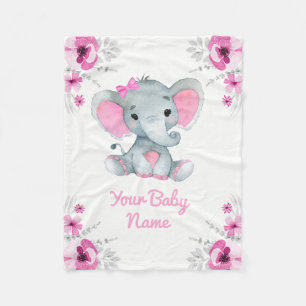 Baby Blanket Girl Elefant Name Custom Gift Idee Fleecedecke