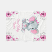 Baby Blanket Girl Elephant Name Custom Gift Idee Fleecedecke (Vorderseite (Horizontal))
