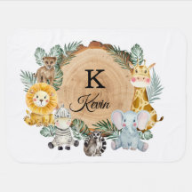 Baby Blanket Safari Tiere und tropische Blätter