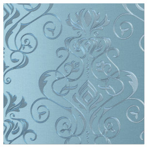 Baby-Blau-Blumendamast Stoff