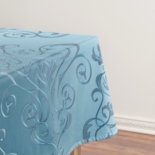 Baby-Blau-Blumendamast Tischdecke (Beispiel)