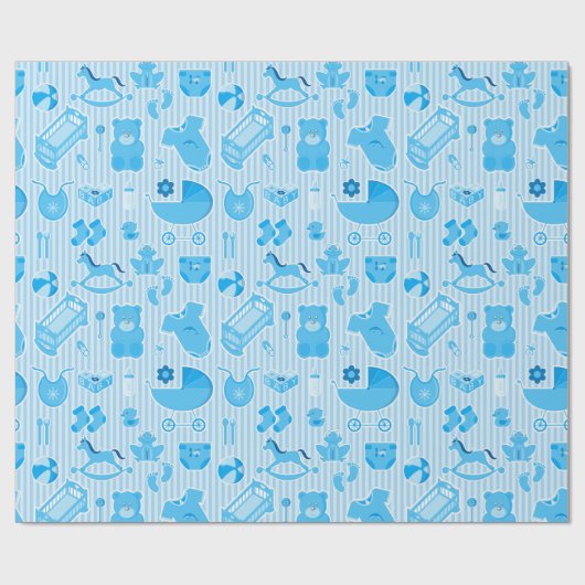 Baby-Blau-Collage Geschenkpapier (Flach)