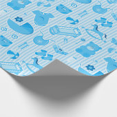 Baby-Blau-Collage Geschenkpapier (Ecke)