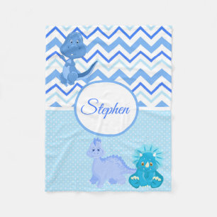 Baby Blau Dinosaur Chevron Personalisiert Fleecedecke