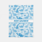 Baby-Blau-Dinosaurier-Muster-personalisierte Fleecedecke (Vorderseite)
