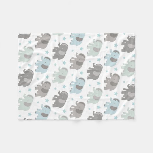 Baby-Blau-Elefant Fleecedecke (Vorderseite (Horizontal))