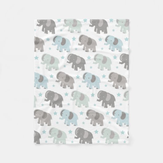 Baby-Blau-Elefant Fleecedecke (Vorderseite)