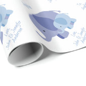Baby-Blau-Elefant Geschenkpapier (Rolleneckpunkt)