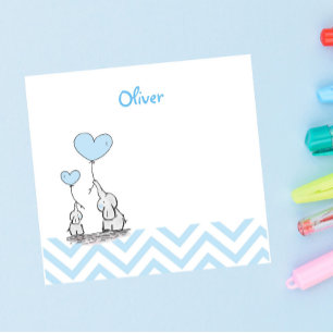Baby Blau Elefant Personalisiert Baby Junge Post-it Klebezettel