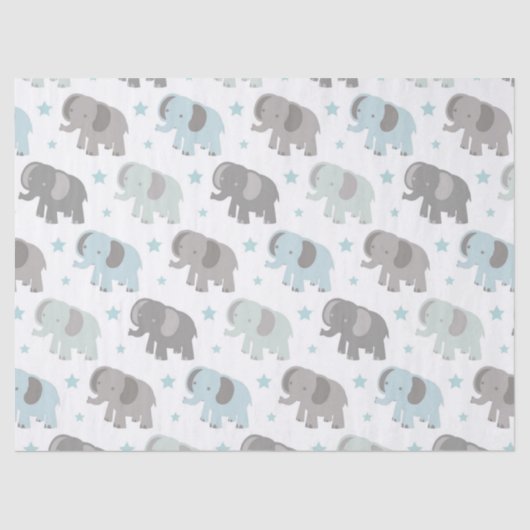 Baby-Blau-Elefant Seidenpapier (Vorderseite)