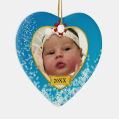 Baby-Blau-Foto-Andenken des Babys 1. Weihnachts Keramikornament (Rechts)