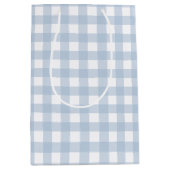 Baby Blau Gingham-Muster Mittlere Geschenktüte (Vorderseite)