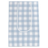 Baby Blau Gingham-Muster Mittlere Geschenktüte (Rückseite)