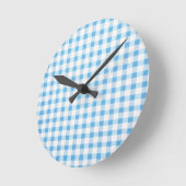 Baby Blau Gingham Runde Wanduhr (Winkel)
