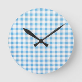 Baby Blau Gingham Runde Wanduhr