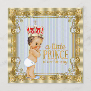 Baby Blau Gold Königlicher Prinz Baby Shower Einladung