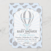 Baby-Blau-Heißluft-Ballon-Babyparty Einladung (Vorne/Hinten)