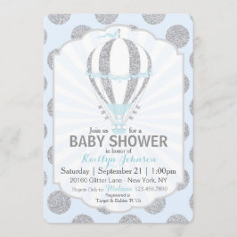Baby-Blau-Heißluft-Ballon-Babyparty Einladung